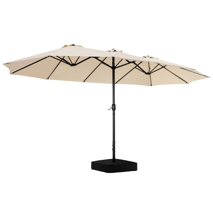 15FT Double-Sided Patio Umbrella with Umbrella Base and 2 Sandbags