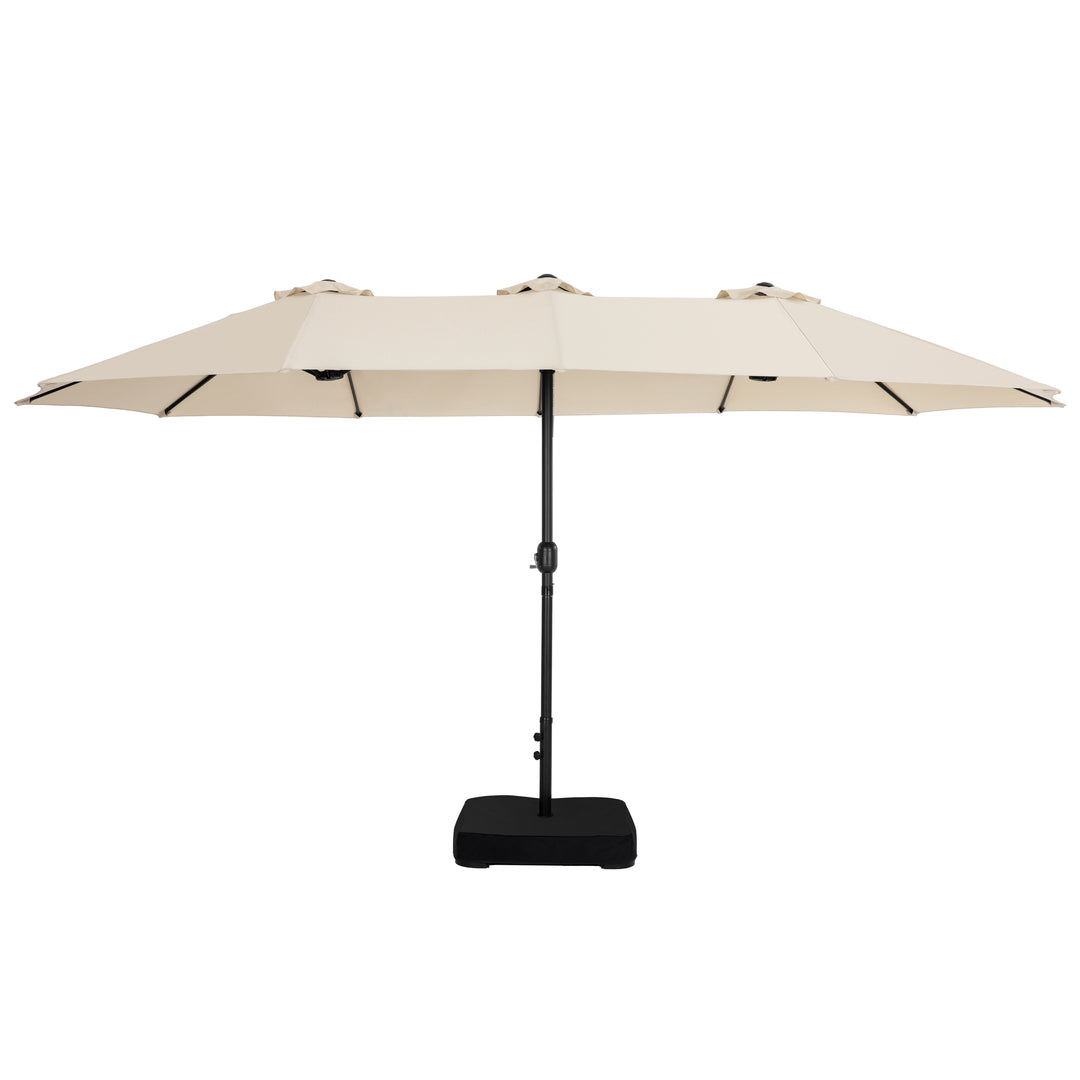 large patio umbrella with sand base 15FT Double-Sided Patio Umbrella with Umbrella Base and 2 Sandbags – Nuu Garden