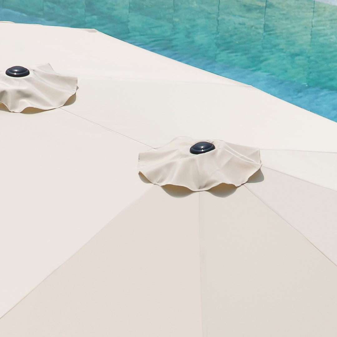 2 patio umbrella 15FT Double-Sided Patio Umbrella with Umbrella Base and 2 Sandbags – Nuu Garden