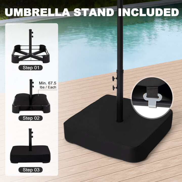 15FT Double-Sided Patio Umbrella with Umbrella Base and 2 Sandbags
