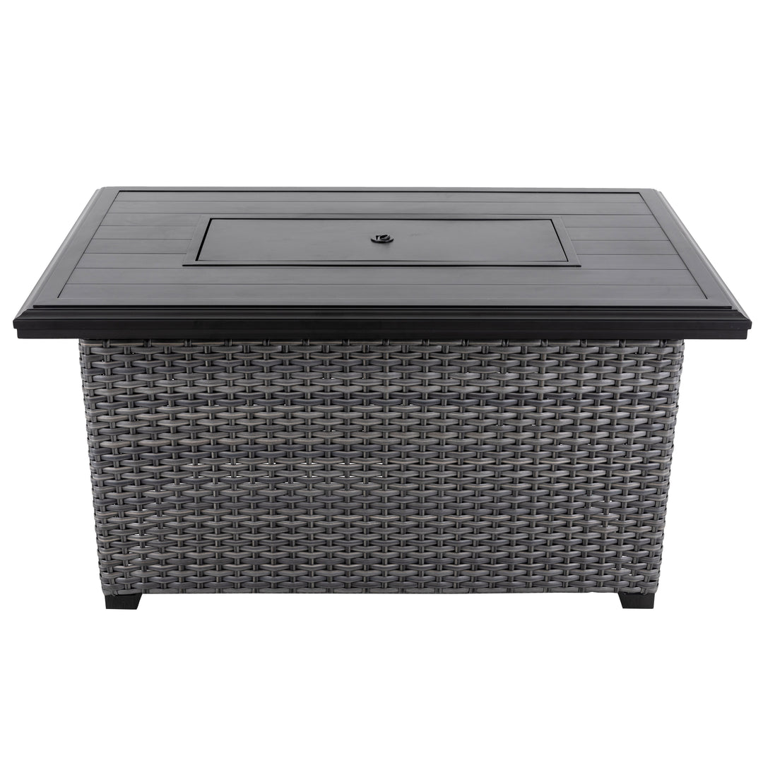 Aluminum Rattan Fire Pit Table with a Side Door