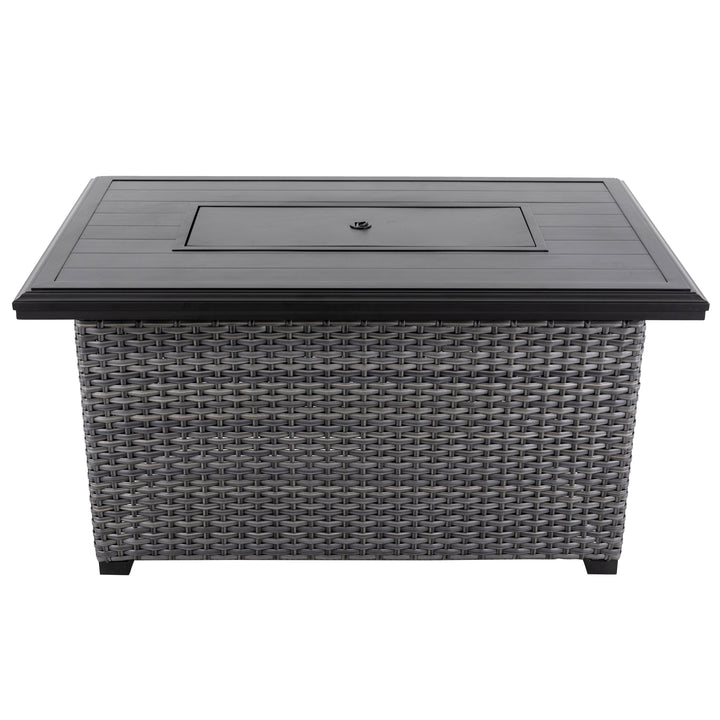 Aluminum Rattan Fire Pit Table with a Side Door
