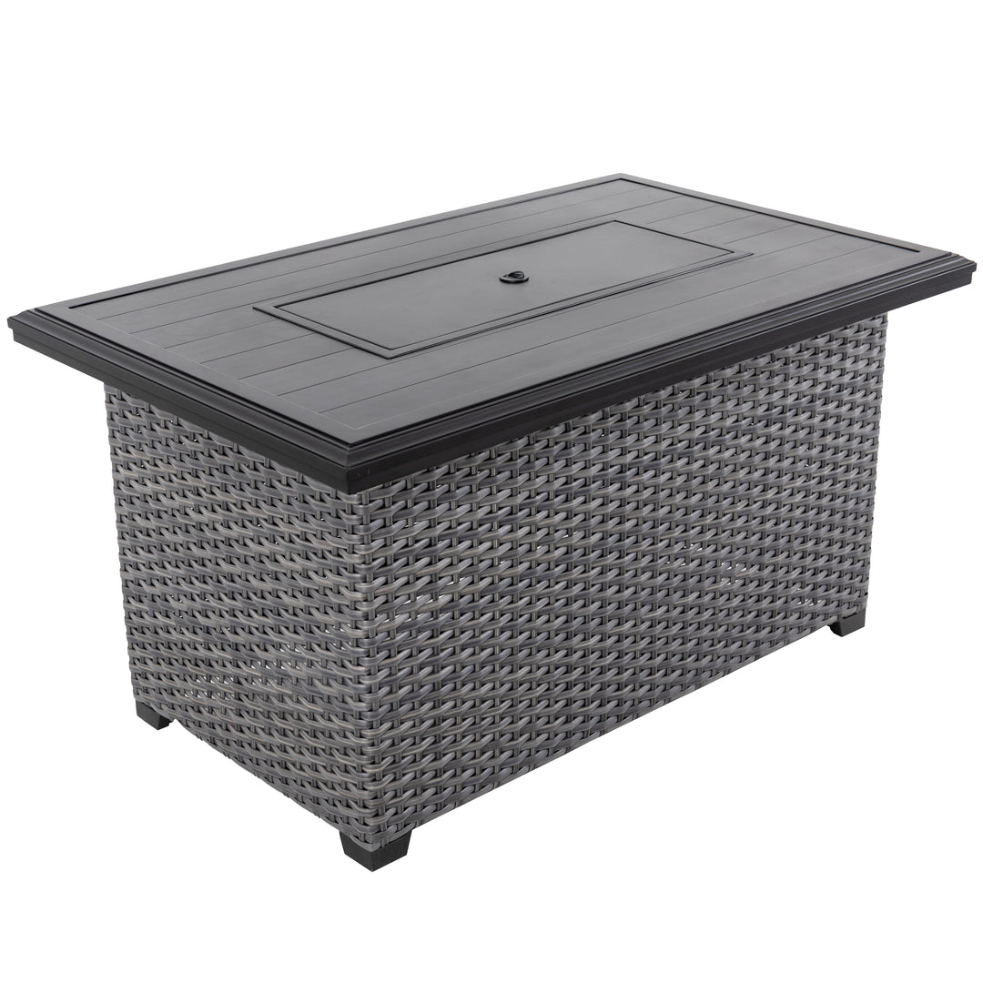 Aluminum Rattan Fire Pit Table with a Side Door