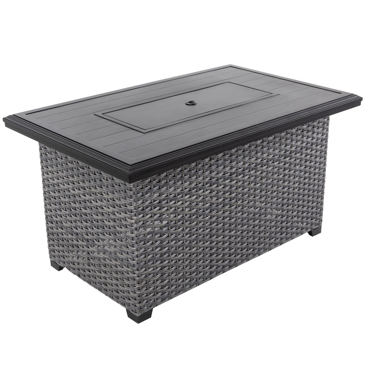Aluminum Rattan Fire Pit Table with a Side Door