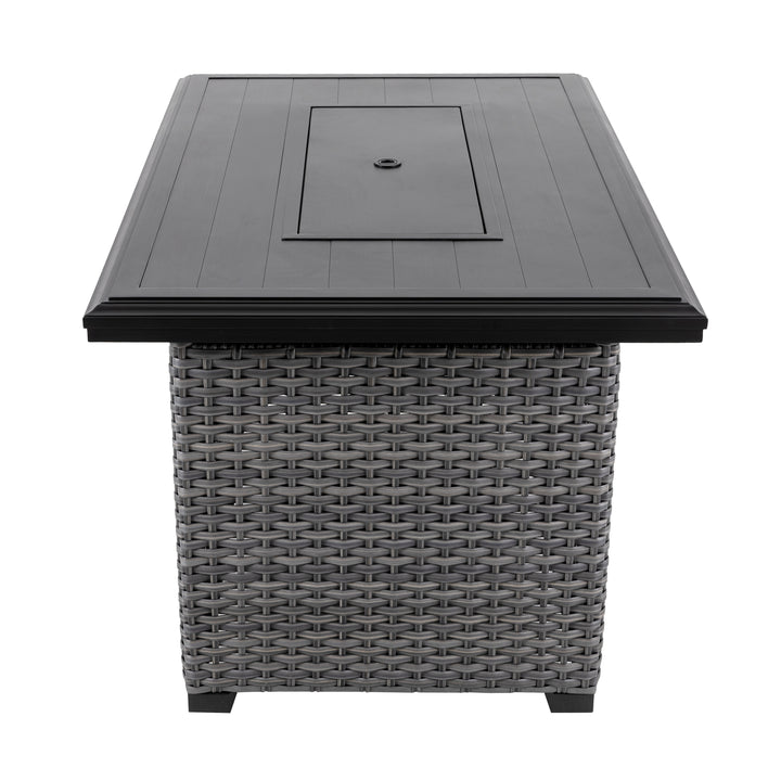 Aluminum Rattan Fire Pit Table with a Side Door