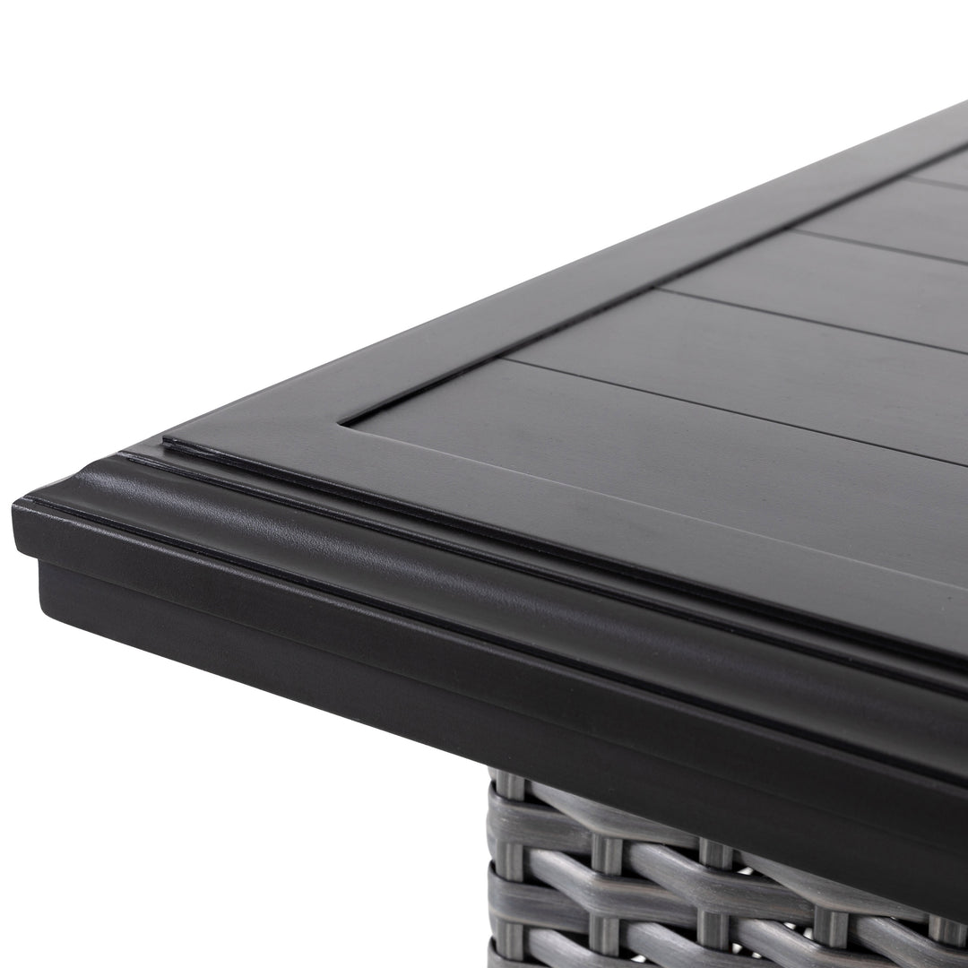 Aluminum Rattan Fire Pit Table with a Side Door