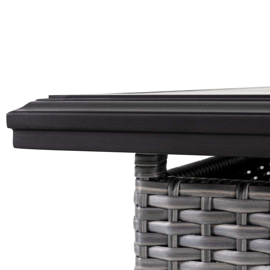 Aluminum Rattan Fire Pit Table with a Side Door