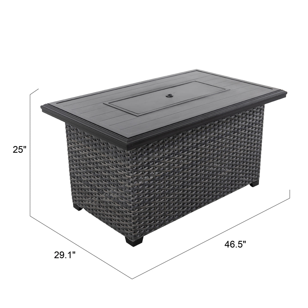 Aluminum Rattan Fire Pit Table with a Side Door