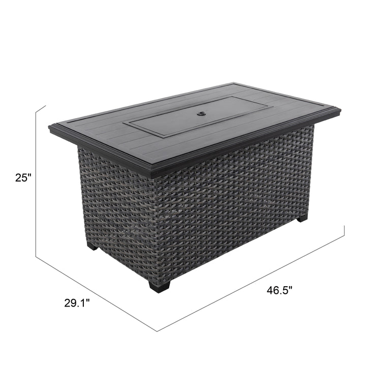 Aluminum Rattan Fire Pit Table with a Side Door