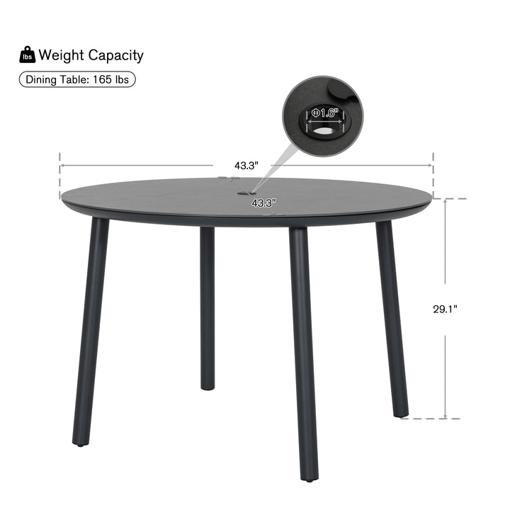 Outdoor 43” Round Aluminum Dining Table with Sintered Stone Tabletop