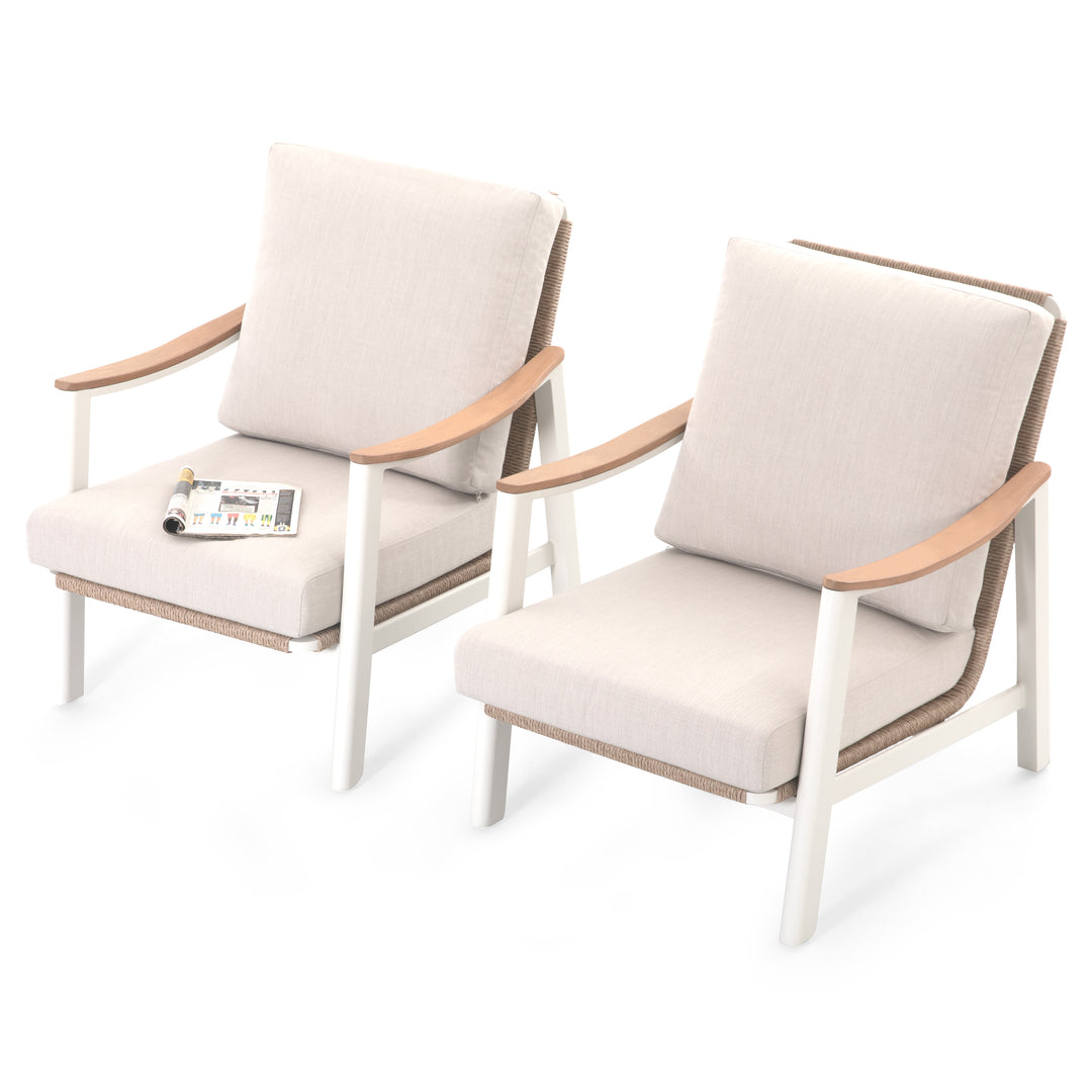 Patio Time Aluminum and Wicker Patio Club Chair with Cushions Set of 2