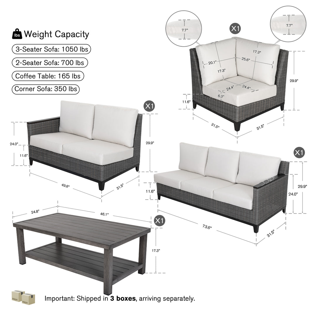 Patio Time 4-Piece Wicker Outdoor Corner Sectional Conversation Set