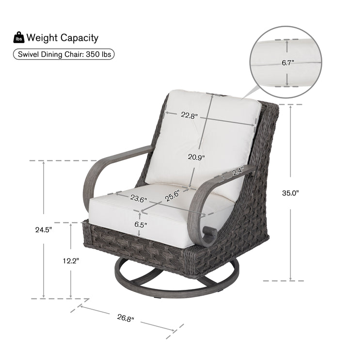 Patio Time Aluminum and Wicker Swivel Patio Chairs with Cushions Set of 2