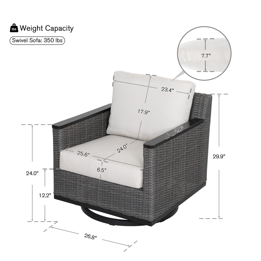Patio Time Aluminum and Wicker Swivel Rocker Chairs with Cushions Set of 2