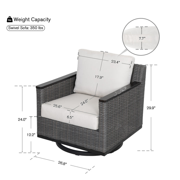 Patio Time Aluminum and Wicker Swivel Rocker Chairs with Cushions Set of 2