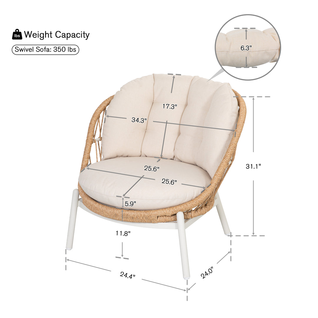 Patio Time Aluminum & Wicker Swivel Patio Chairs with Cushions Set of 2