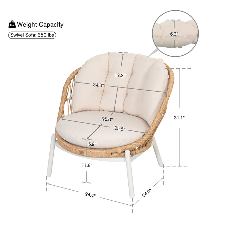 Patio Time Aluminum & Wicker Swivel Patio Chairs with Cushions Set of 2