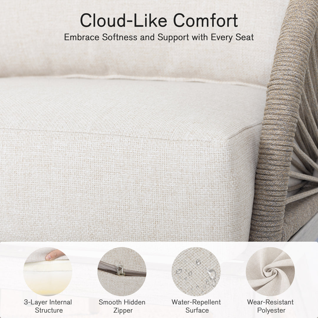 Patio Time 2-Pc Boho-Chic Sofa Chairs with Painted Wood-Grain Aluminum Frames