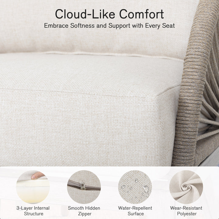 Patio Time 2-Pc Boho-Chic Sofa Chairs with Painted Wood-Grain Aluminum Frames