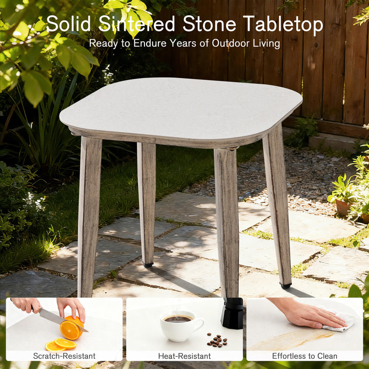 Patio Time 20’’ Square Coffee Table with Wood-Grain Aluminum Frame