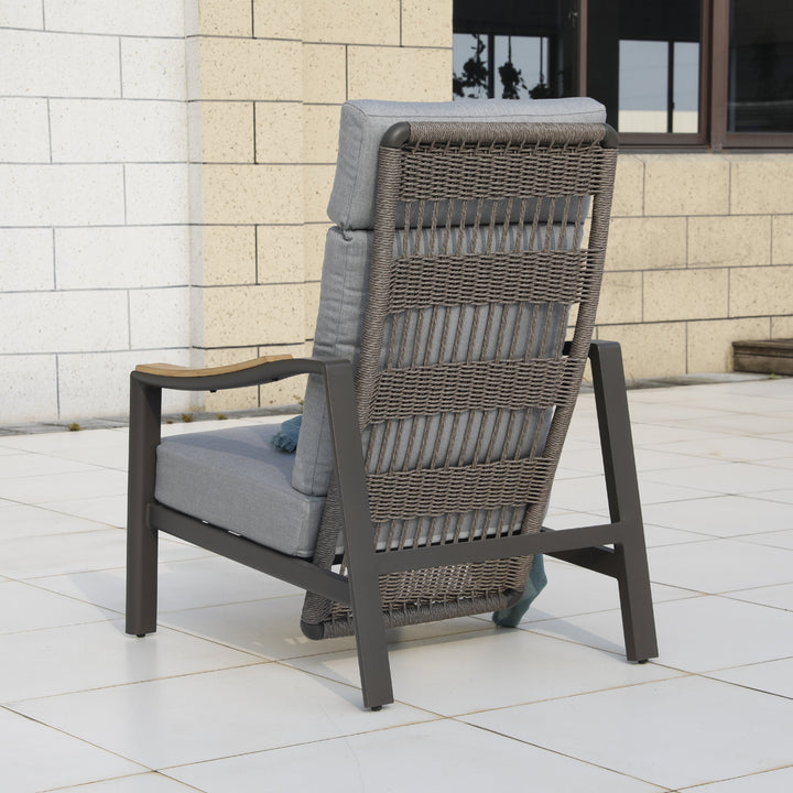 Patio Time Aluminum and Wicker Patio Chairs with Cushions Set of 2