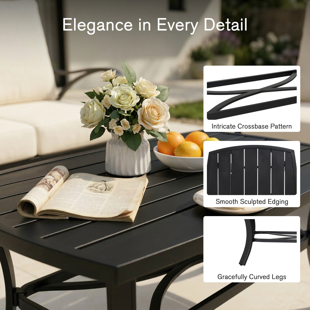 Patio Time 4-Piece Aluminum Outdoor Conversation Set with Lattice Backrest