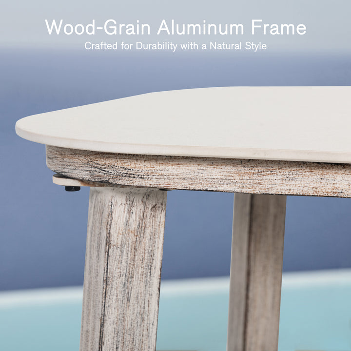 Patio Time 20’’ Square Coffee Table with Wood-Grain Aluminum Frame