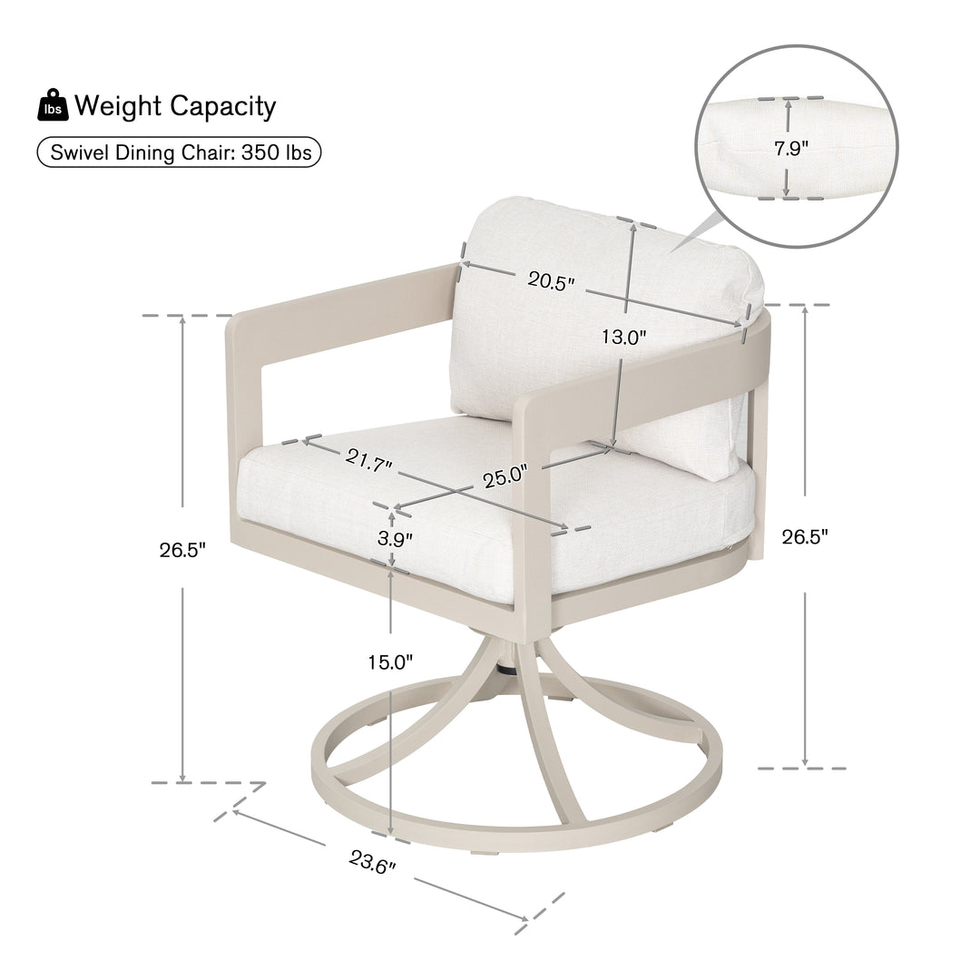 Patio Time Outdoor Aluminum Swivel Dining Chair Set of 2