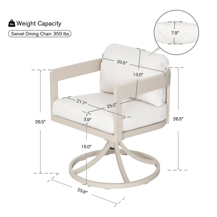 Patio Time Outdoor Aluminum Swivel Dining Chair Set of 2