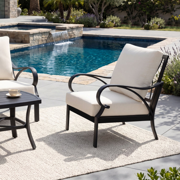 Patio Time 4-Piece Aluminum Outdoor Conversation Set with Lattice Backrest