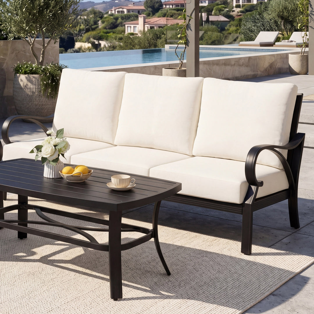 Patio Time 4-Piece Aluminum Outdoor Conversation Set with Lattice Backrest