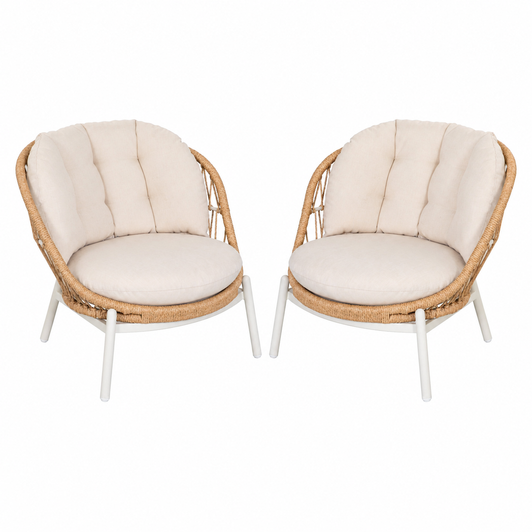 Aluminum & Wicker Swivel Patio Chairs with Cushions Set of 2