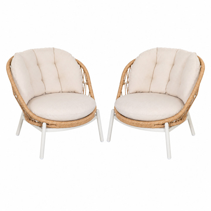 Aluminum & Wicker Swivel Patio Chairs with Cushions Set of 2