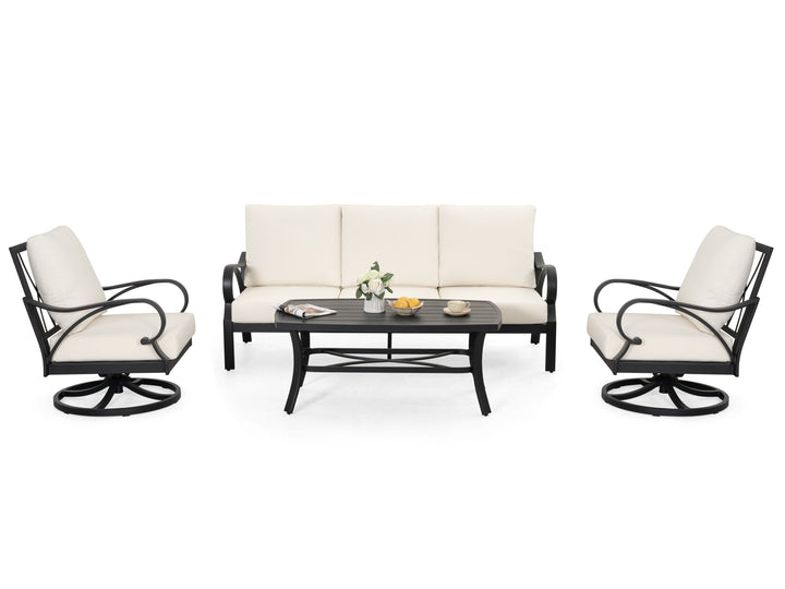 Patio Time 4-Piece Aluminum Patio Conversation Set with Lattice Backrest