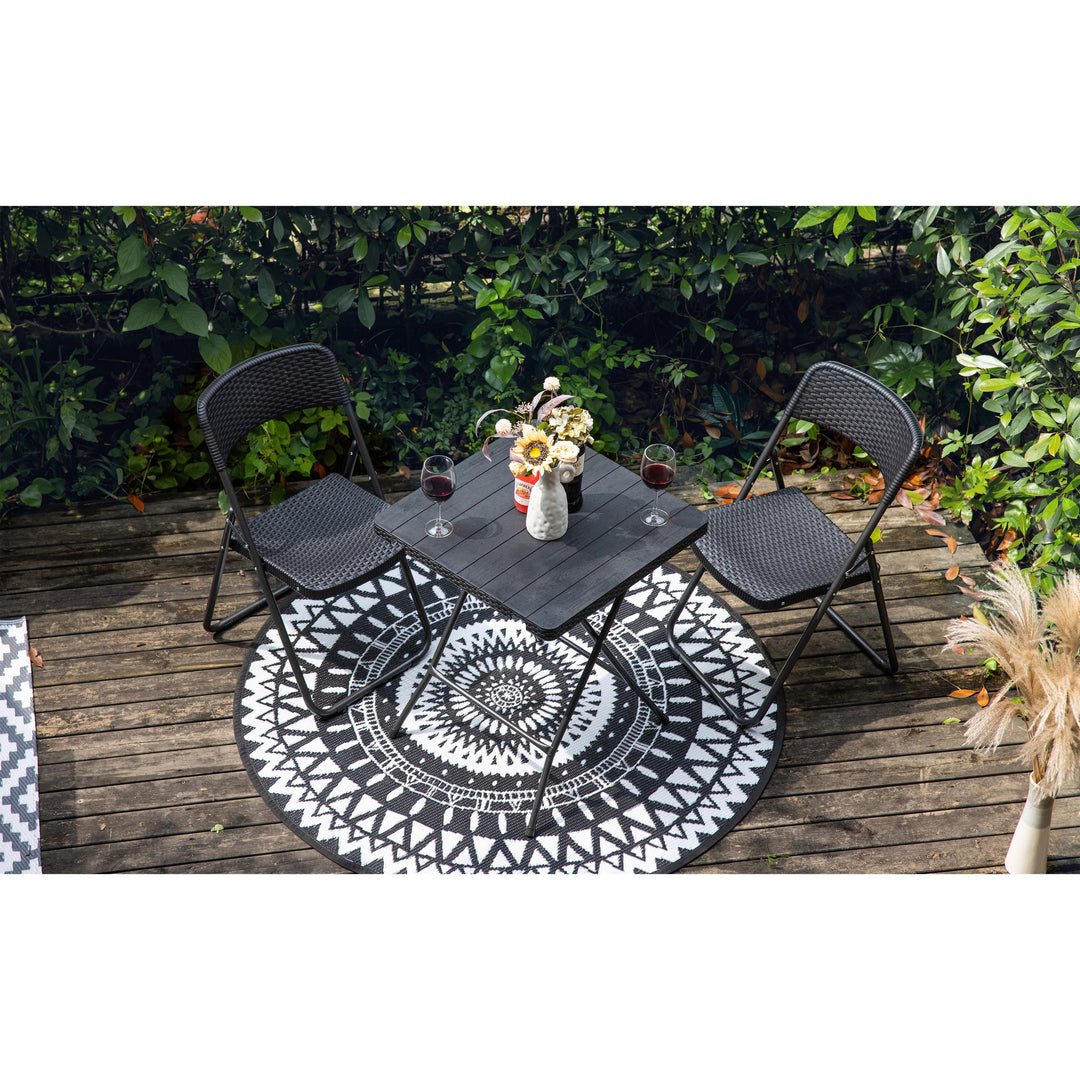 3 Pieces Patio Set of Foldable Patio Table and Chairs, Patio Premium Resin Patio Bistro Set, Folding Outdoor Patio Furniture Sets