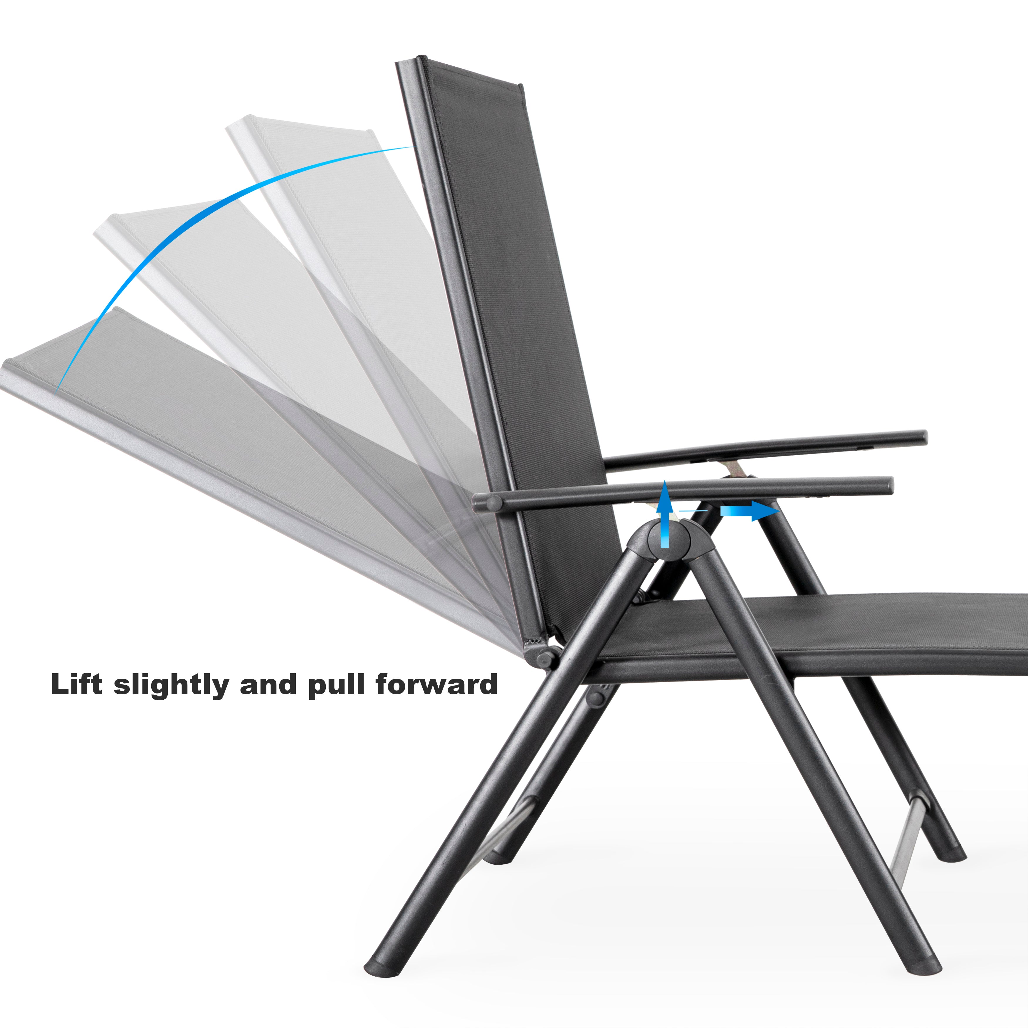 Outdoor chair with online adjustable back