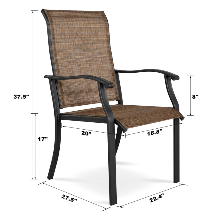 2 Pieces Outdoor Dining Chairs Set, Patio Bistro Chairs with Breathable Textilene Fabric and Metal Frame