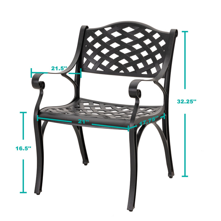 Outdoor 2 Piece Cast Aluminum Bistro Chairs with Black and Gold Powder Coating