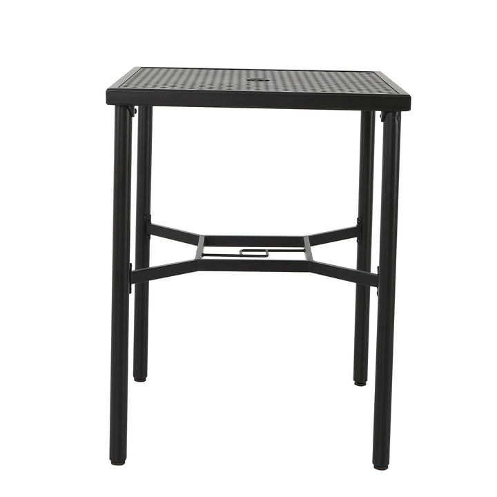 Outdoor 28 Inch Square Bar Table with Mesh Top and 1.57-Inch Umbrella Hole