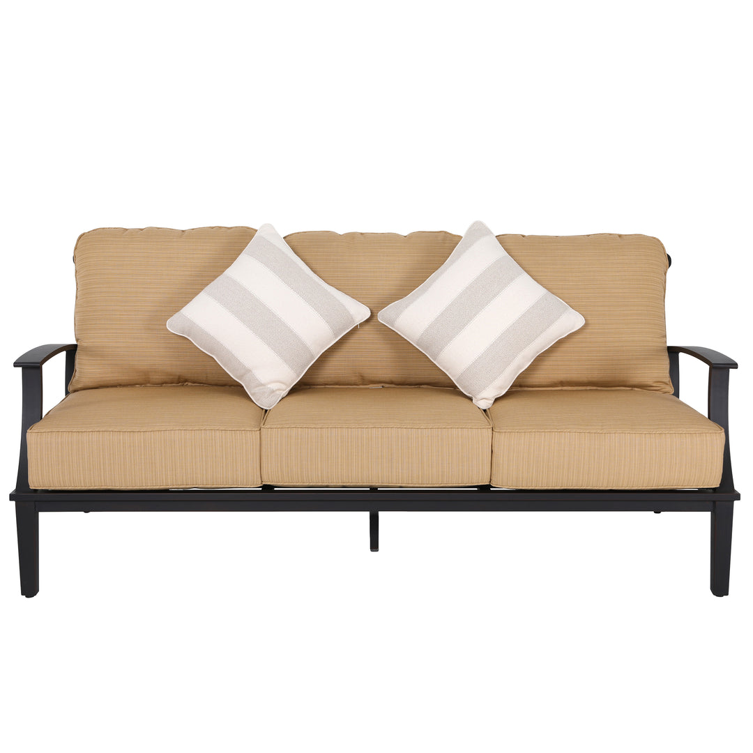 4 Pieces Aluminum Sofa Set Indoor Patio Garden Furniture Set Dark Brown Rectangular Coffee Table and Chairs