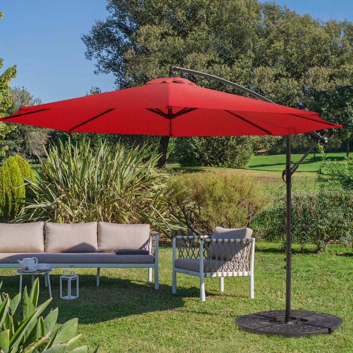 10ft Offset Hanging Patio Umbrella Outdoor Market Cantilever Umbrella w/Easy Tilt Adjustment, Polyester Shade, 8 Ribs for Backyard, Poolside, Lawn and Garden
