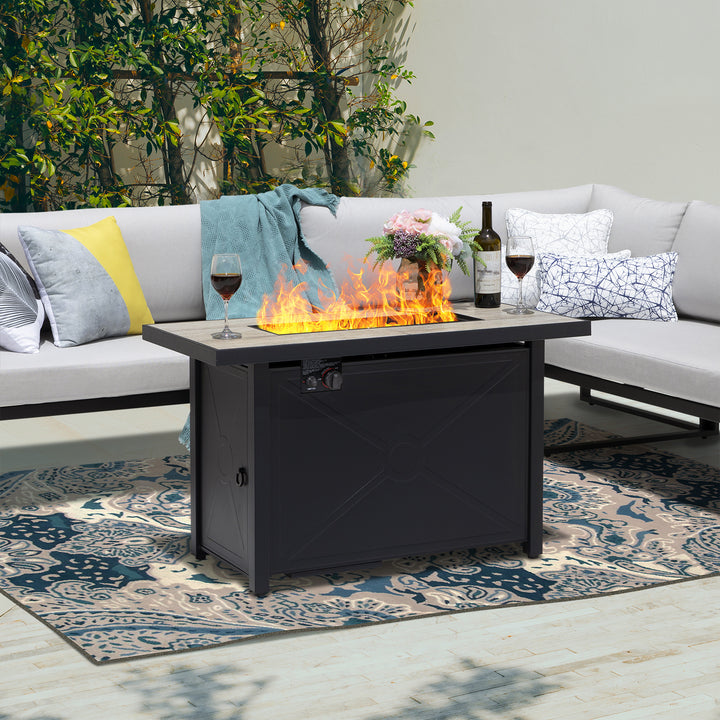 Outdoor 42 Inch 50,000 BTU Propane Gas Fire Pit Table with Cover