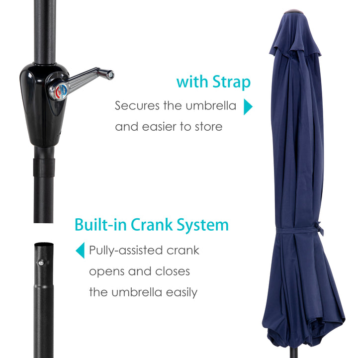 10 ft Outdoor Aluminum Patio Umbrella, Outdoor Table Umbrella with 8 Sturdy Ribs Patio Umbrella with Push Button Tilt and Crank,