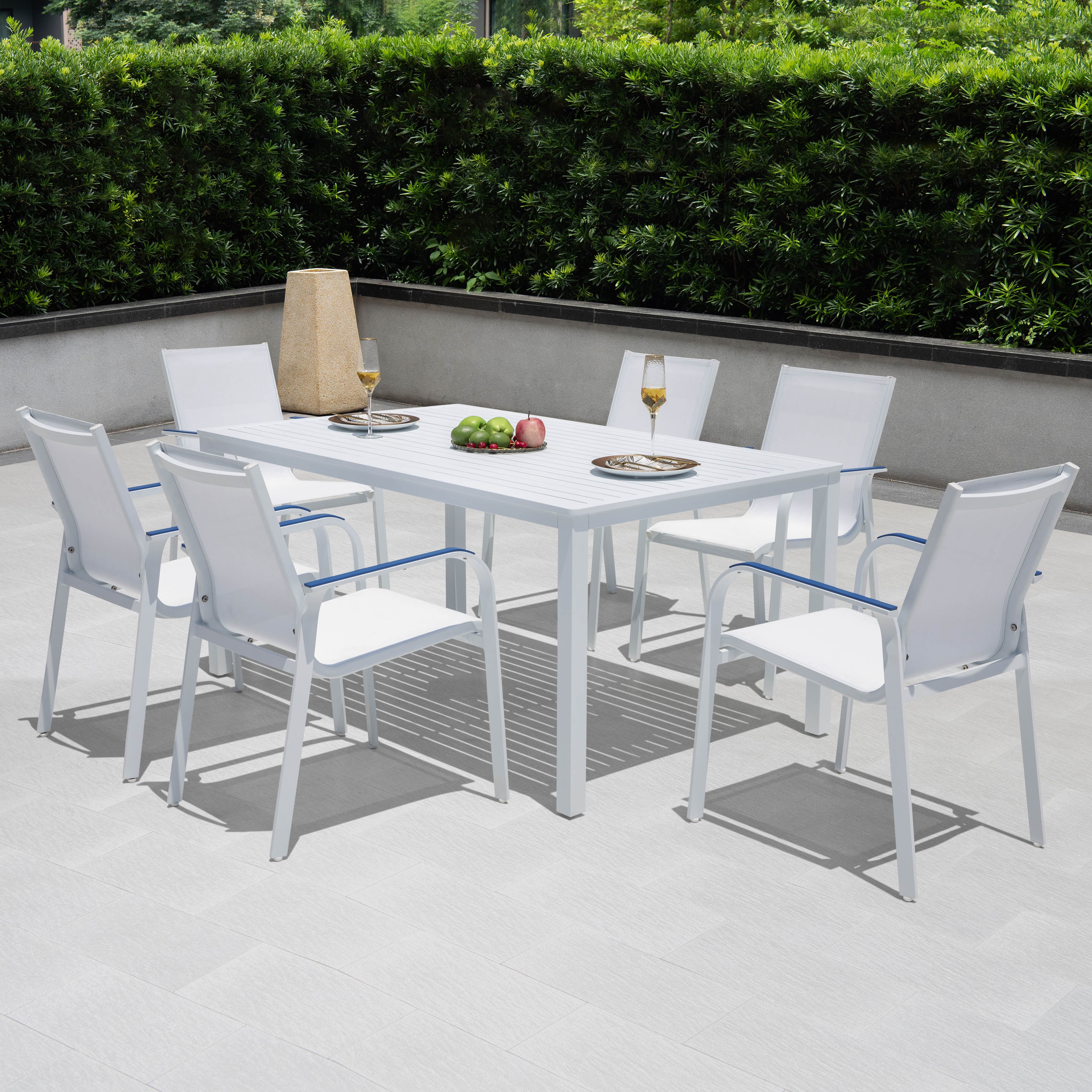 White aluminium garden table hot sale