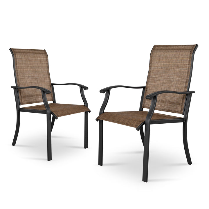 2 Pieces Outdoor Dining Chairs Set, Patio Bistro Chairs with Breathable Textilene Fabric and Metal Frame