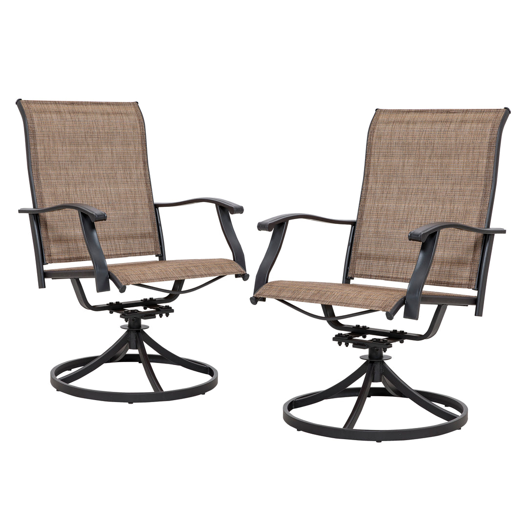Outdoor 2-Piece Patio Swivel Chair Set, Textilene Fabric, Steel Frame