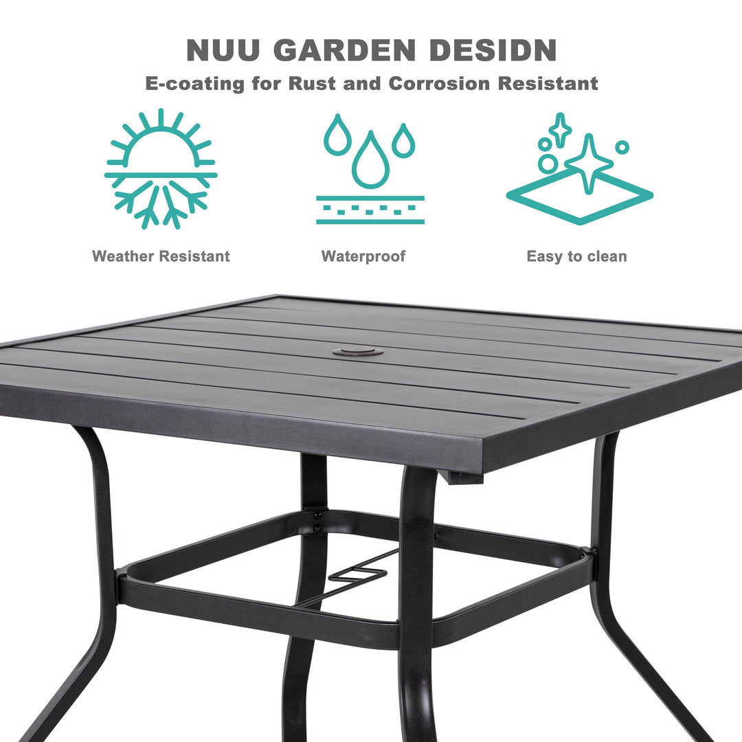 Outdoor 5-Piece Dining Set, Textilene Fabric, Powder-coated Steel Frame