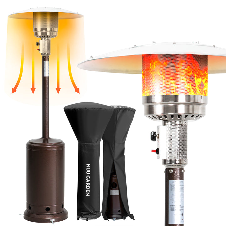 Outdoor 46,000 BTU Steel Propane Gas Patio Heater with Wheels and Cover