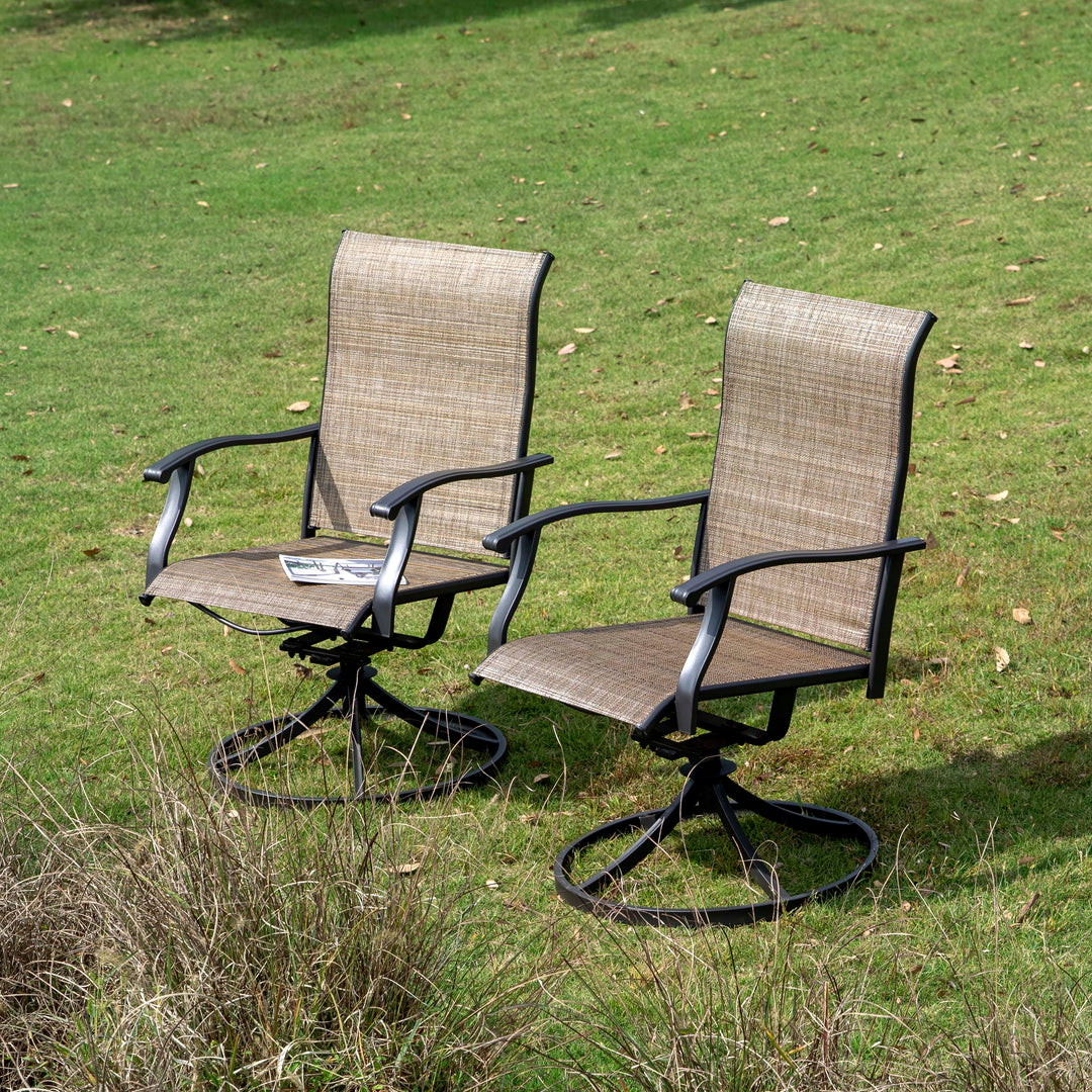 Outdoor 2-Piece Patio Swivel Chair Set, Textilene Fabric, Steel Frame