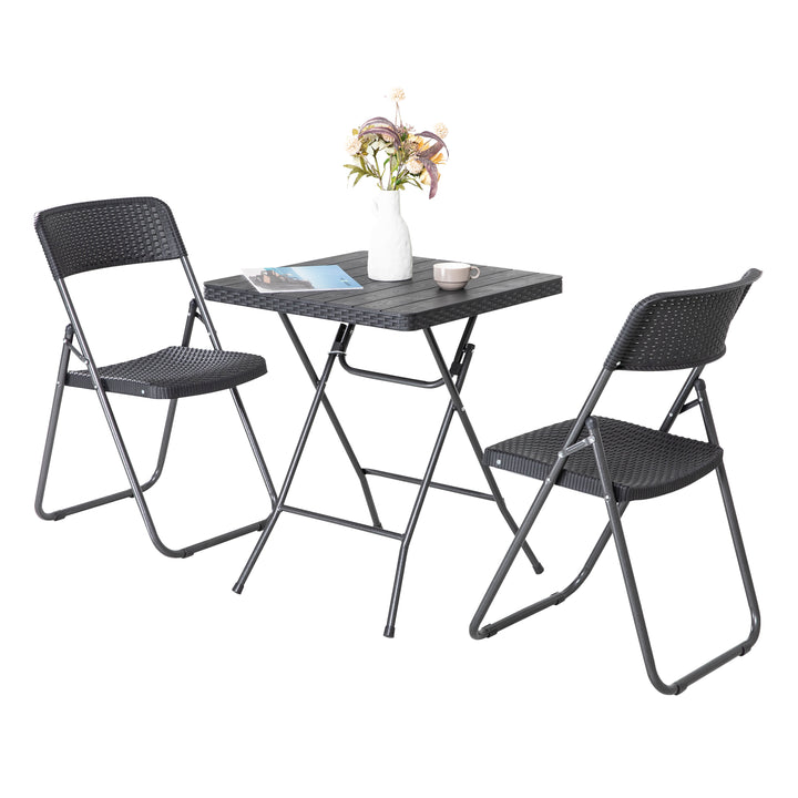 3 Pieces Patio Set of Foldable Patio Table and Chairs, Patio Premium Resin Patio Bistro Set, Folding Outdoor Patio Furniture Sets